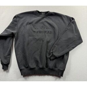 Rawgear Sweatshirt Mens Large Gray Crewneck Embroidered Logo Fleece Pullover
